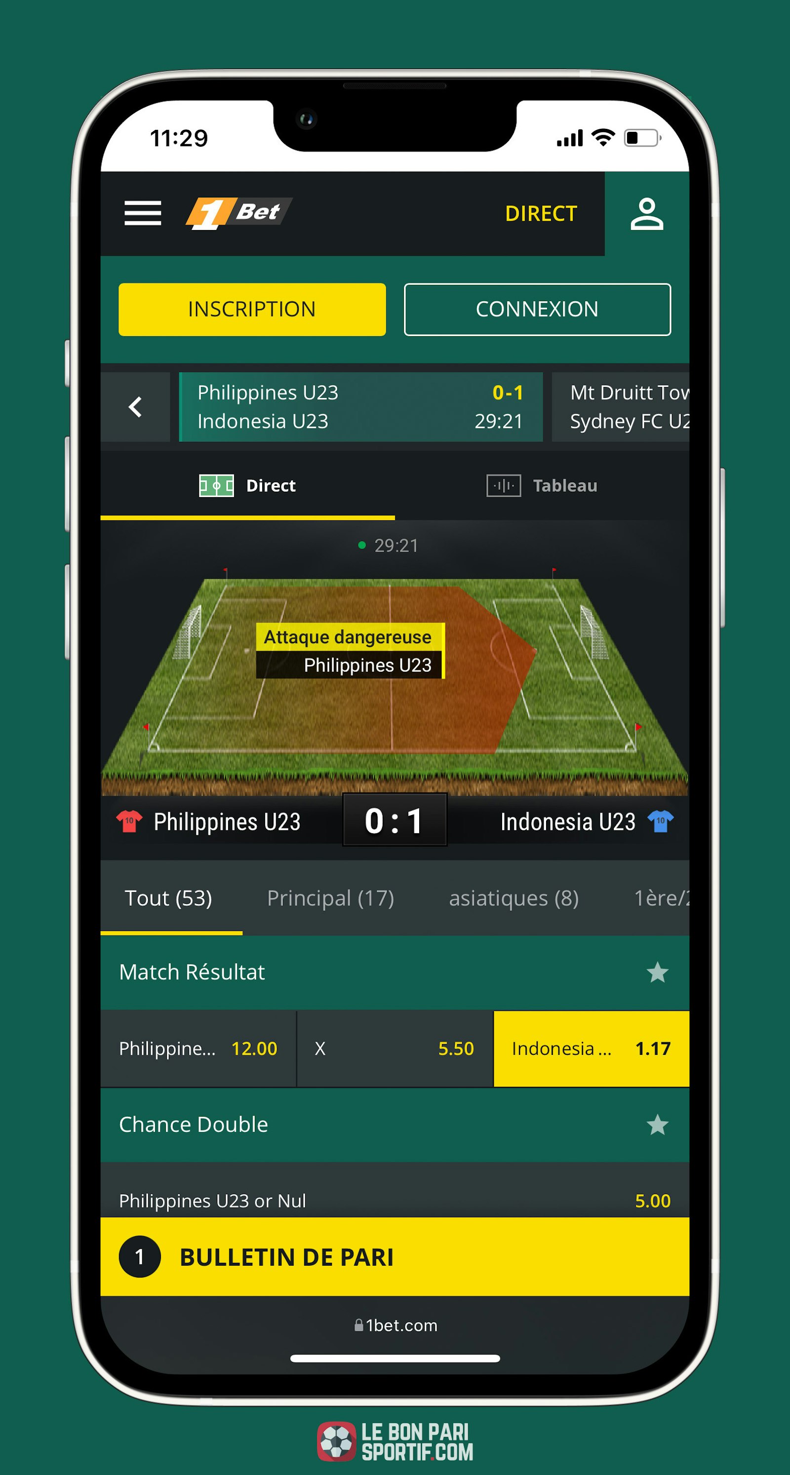 1Bet paris en direct sur le football