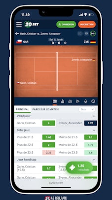 20Bet propose un schéma en direct