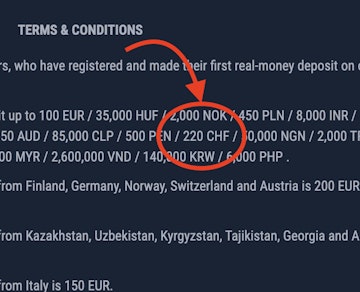 Bonus Rabona 220 CHF