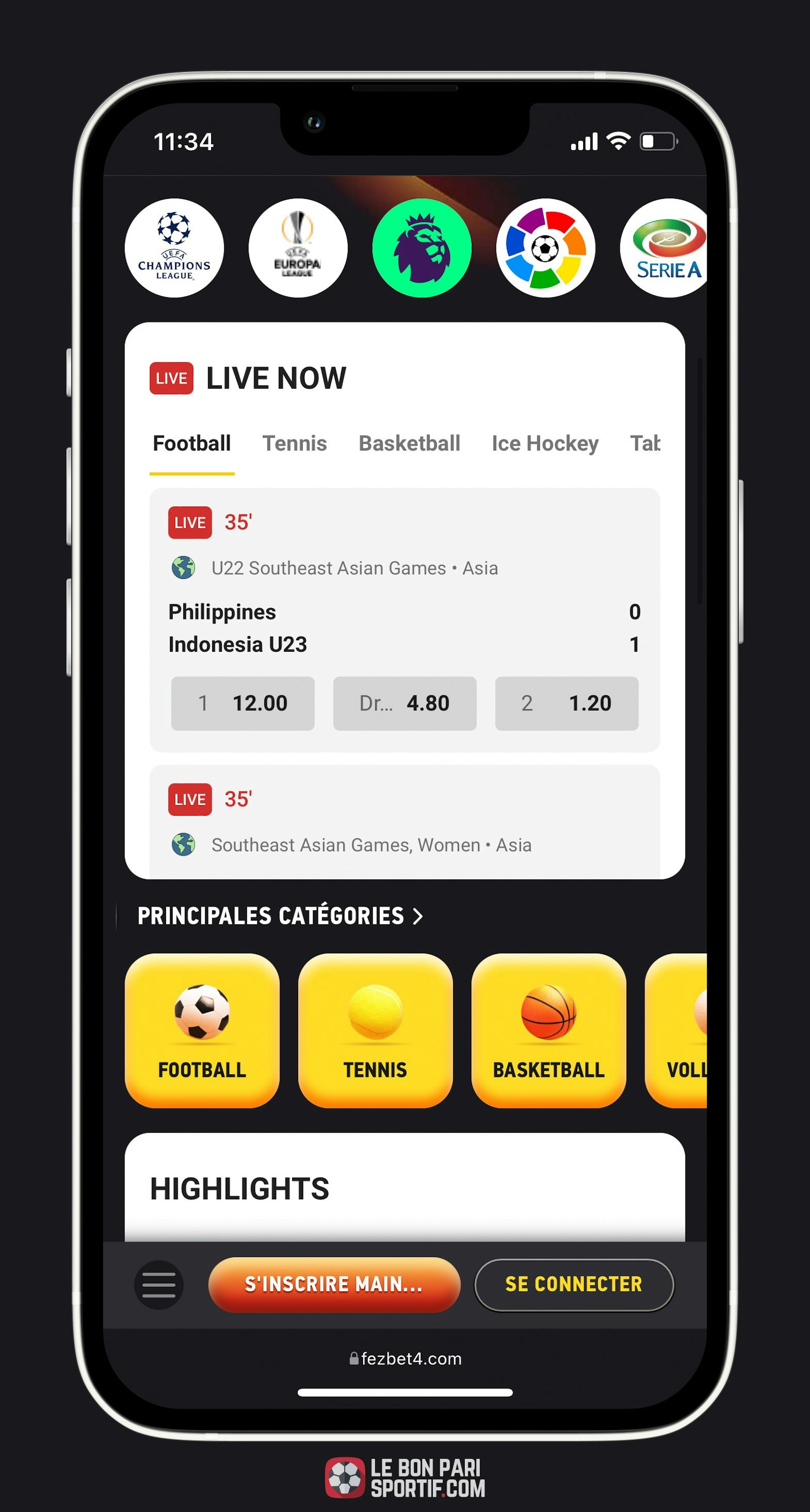 Fezbet le live est disponible sur mobile