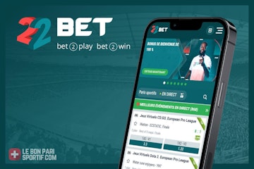 Notre avis 22 Bet en Suisse application mobile sur fond de stade