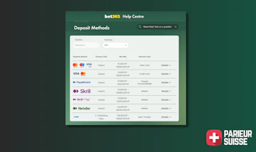 Bet365 suisse depot