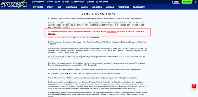 Offre bienvenue Sportaza CHF